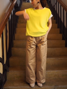 「Hands of creation（ハンズオブクリエイション）のアイテム（パンツ）」を使った、clever elephantさん（レディース・153cm）の春コーディネート