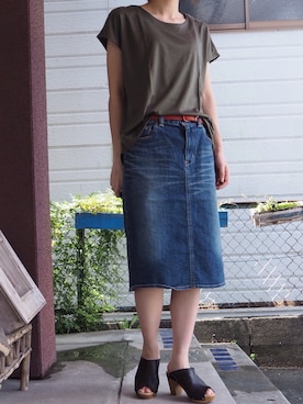 「DEEP BLUE（ディープブルー）のアイテム（スカート）」を使った、clever elephantさん（レディース・153cm）の夏コーディネート