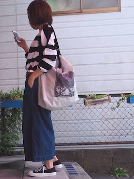 「Hands of creation（ハンズオブクリエイション）のアイテム（トップス）」を使った、clever elephantさん（レディース・153cm）の夏コーディネート