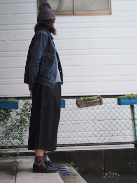 「OMNIGOD（オムニゴッド）のアイテム（デニムジャケット）」を使った、clever elephantさん（レディース・153cm）の秋コーディネート