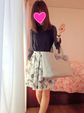 「Rirandture（リランドチュール）のアイテム（Tシャツ/カットソー、ブルー系）」を使った、rinnonさん（レディース・160cm）の夏コーディネート