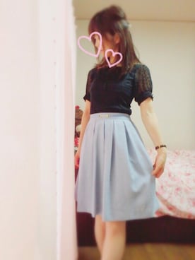 「LD prime（エルディープライム）のアイテム（Tシャツ/カットソー、ブラック系）」を使った、rinnonさん（レディース・160cm）の夏コーディネート