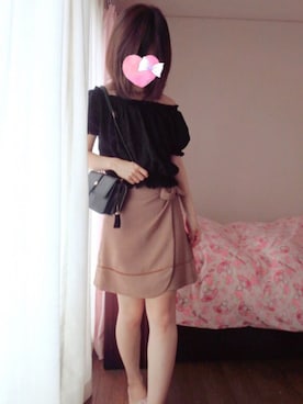 「Heather（ヘザー）のパンチングレースブラウス　727573（シャツ/ブラウス、ブラック系）」を使った、rinnonさん（レディース・160cm）の秋コーディネート