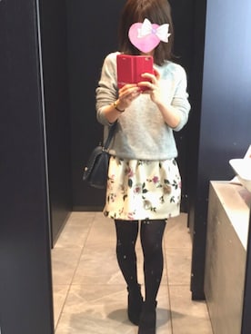 「UNIQLO（ユニクロ）のアイテム（ニット/セーター、グレー系）」を使った、rinnonさん（レディース・160cm）の秋コーディネート