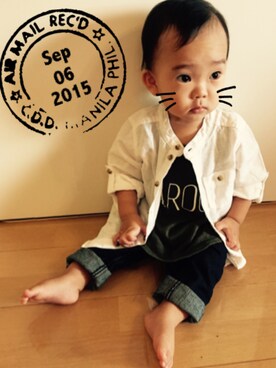 「7分袖」｜「アイテム（その他）」を使った、su shoさん（キッズ・100cm）の秋コーディネート