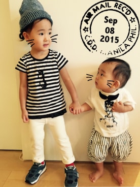 「ヒゲTシャツ」｜su shoさん（キッズ・100cm）の秋コーディネート