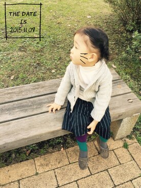 「さんぽ」｜「アイテム（その他）」を使った、su shoさん（キッズ・100cm）の秋コーディネート
