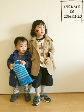 「キッズレギンス部」｜「アイテム（ジャケット/アウター）」を使った、su shoさん（キッズ・100cm）の春コーディネート