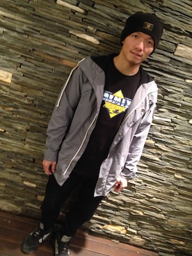 「REMIX（リミックス）のアイテム（モッズコート）」を使った、Lilb Chiuさん（メンズ・167cm）の冬コーディネート