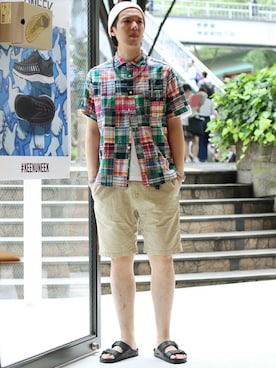 「ROKX（ロックス）のアイテム（パンツ）」を使った、Katayamaさん（メンズ・182cm）の夏コーディネート