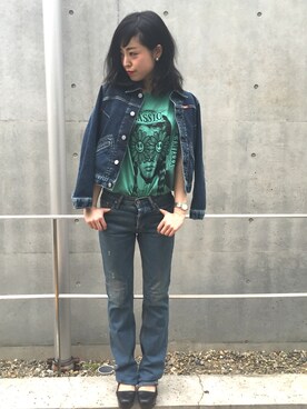 「70's」｜「アイテム（デニムジャケット）」を使った、sugiyama.sさん（レディース・157cm）の春コーディネート