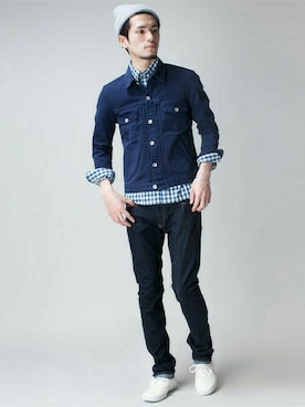「NANO universe（ナノユニバース）のアイテム（ニットキャップ/ビーニー）」を使った、nano・universe men's STAFFさん（メンズ・178cm）の春コーディネート