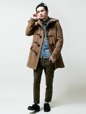 「NANO universe（ナノユニバース）のアイテム（ダッフルコート）」を使った、nano・universe men's STAFFさん（メンズ・178cm）の秋コーディネート