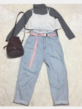 「マムジーンズ」｜yさん（レディース・162cm）の春コーディネート