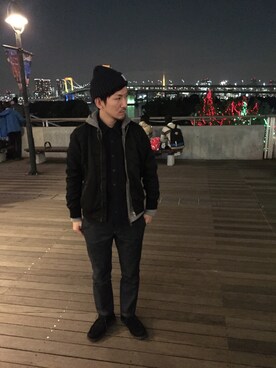 「A.P.C.（アーペーセー）のアイテム（ブーツ）」を使った、yassanoil☆さん（メンズ・171cm）の冬コーディネート