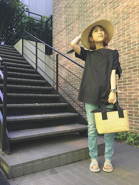 「MUUN（ムーニュ）のアイテム」を使った、立石さん（レディース・160cm）の夏コーディネート