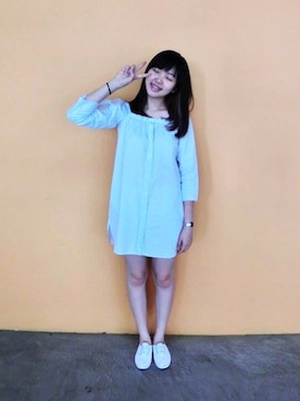 「cotton on」｜「アイテム（ワンピース/ドレス）」を使った、Eva Chiamさん（レディース・166cm）の夏コーディネート