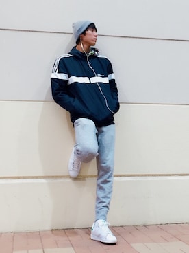 「adidas Originals（アディダスオリジナルス）のアイテム（ブルゾン）」を使った、rieさん（メンズ・180cm）の冬コーディネート