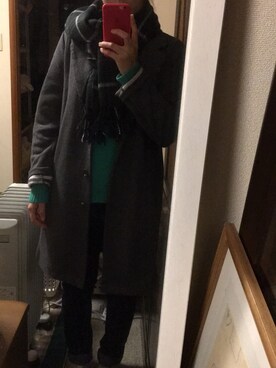 「RAY CASSIN（レイカズン）のアイテム（ノーカラージャケット）」を使った、churoeさん（レディース・152cm）の冬コーディネート
