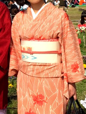 「花見」｜「アイテム（浴衣）」を使った、さきさん（レディース・158cm）の春コーディネート