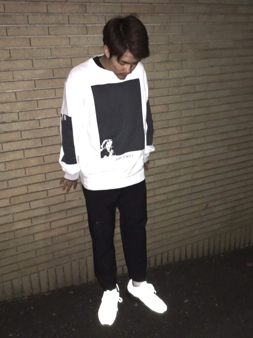 「ALIFE、PUMA、cavempt」｜「C.Eのアイテム（スウェット、ホワイト系）」を使った、John Titorさん（メンズ・165cm）の秋コーディネートの1枚目の写真