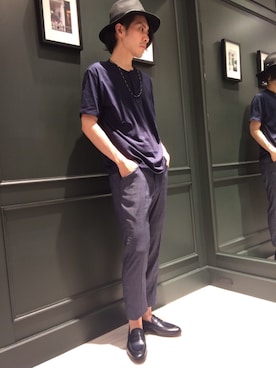 「アイテム（ローファー、ブルー系）」を使った、ナカオさん（メンズ・178cm）の夏コーディネート