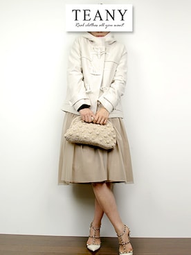 「アイテム（ダッフルコート）」を使った、TEANY(ティーニー)さん（レディース・163cm）の冬コーディネート