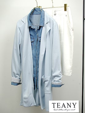 「デニム オン デニム」｜「アイテム（その他アウター）」を使った、TEANY(ティーニー)さん（レディース・163cm）の春コーディネート