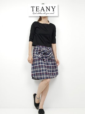 「膝丈スカート」｜TEANY(ティーニー)さん（レディース・163cm）の夏コーディネート
