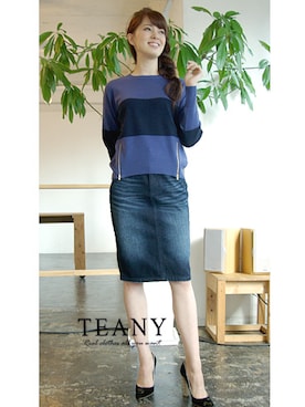 「ボーダーニット」｜TEANY(ティーニー)さん（レディース・168cm）の秋コーディネート