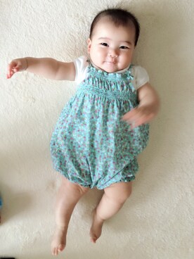 「アイテム（ママ＆ベビー、グリーン系）」を使った、まいたそさん（キッズ・60cm）の春コーディネート