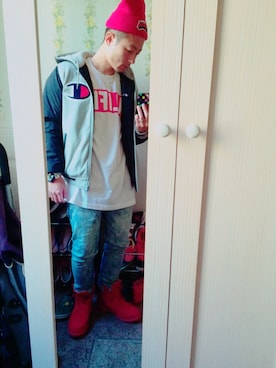 「ALIFE（エーライフ）のアイテム」を使った、ウエア太郎さん（メンズ・171cm）の冬コーディネート