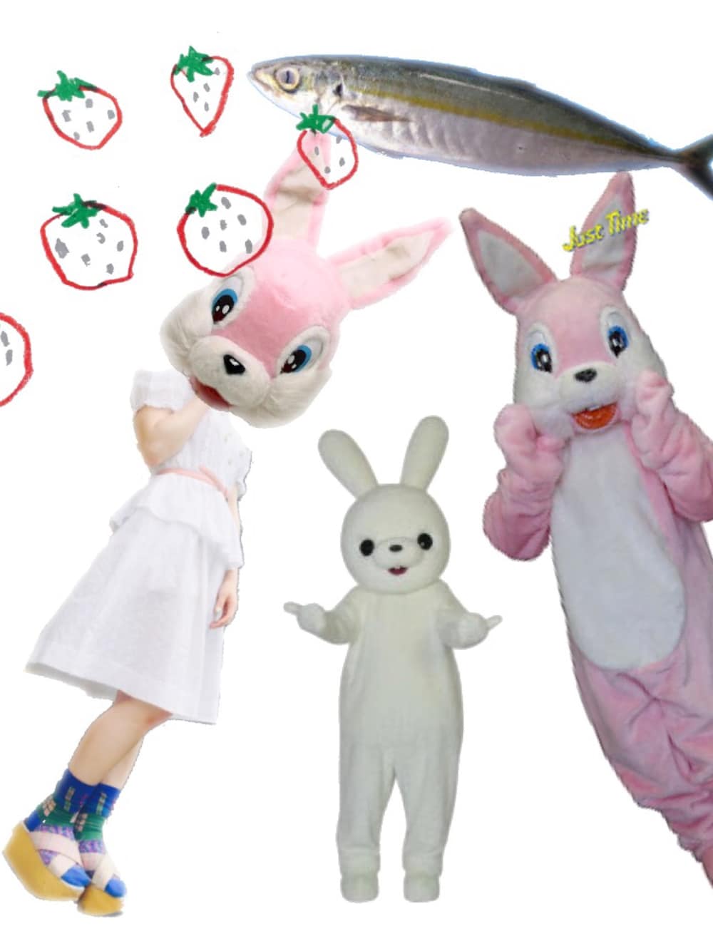 「うさぎ、ぺプラム、オールホワイト、細ベルト、ロッキンホース、ショートソックス、厚底サンダル、レースワンピース」｜「Usedのアイテム（ワンピース、ホワイト系）」を使った、YUK/ゆっくさん（レディース・149cm）の夏コーディネートの1枚目の写真