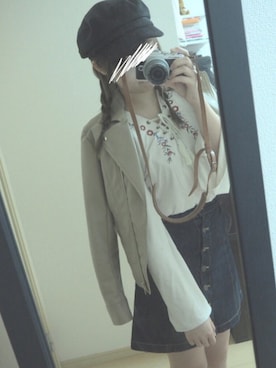 「カメラ女子」｜「アイテム（キャスケット）」を使った、satさん（レディース・160cm）の秋コーディネート