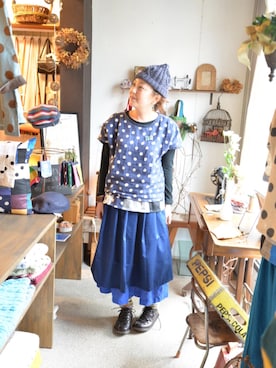 「onionのアイテム（Shirts、ブルー系）」を使った、onion Akitaさん（レディース）の秋コーディネート