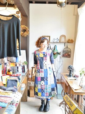 「onionのアイテム（One piece dress、その他）」を使った、onion Akitaさん（レディース）の秋コーディネート