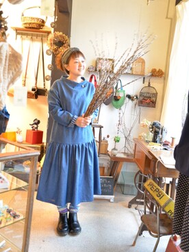 「onionakitaのアイテム（One piece dress、ブルー系）」を使った、onion Akitaさん（レディース）の冬コーディネート