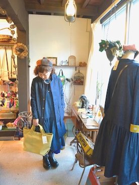 「onionakitaのアイテム（Overcoat、ブルー系）」を使った、onion Akitaさん（レディース）の冬コーディネート