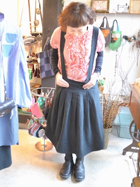 「onionakitaのアイテム（Salopette、ブラック系）」を使った、onion Akitaさん（レディース）の春コーディネート