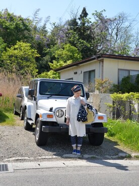 「onion akitaのアイテム（Shirt dress、ホワイト系）」を使った、onion Akitaさん（レディース）の春コーディネート