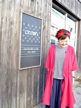「onionakitaのアイテム（Other tops、レッド系）」を使った、onion Akitaさん（レディース）の夏コーディネート