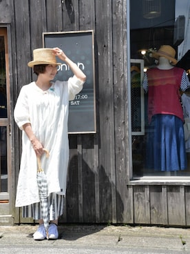 「onionakitaのアイテム（One piece dress、ホワイト系）」を使った、onion Akitaさん（レディース）の夏コーディネート