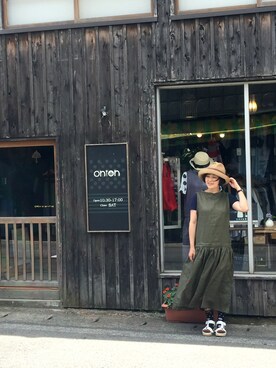 「onionakitaのアイテム（One piece dress、グリーン系）」を使った、onion Akitaさん（レディース）の夏コーディネート