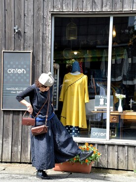 「onionakitaのアイテム（Pants、ブラック系）」を使った、onion Akitaさん（レディース）の秋コーディネート