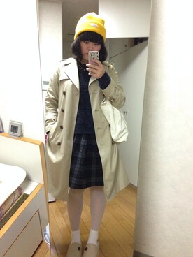 「TOMMY（トミー）のアイテム（ニットキャップ/ビーニー）」を使った、nanamiさん（レディース・163cm）の春コーディネート