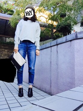 「ゆるカジ」｜「アイテム（ニットキャップ/ビーニー）」を使った、Hazukiさん（レディース・158cm）の秋コーディネート