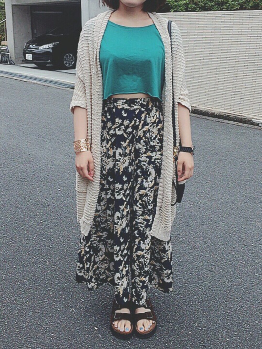 「Bershka、GU、holiday」｜「GUのアイテム（その他パンツ、ブルー系）」を使った、Hazukiさん（レディース・158cm）の夏コーディネートの1枚目の写真
