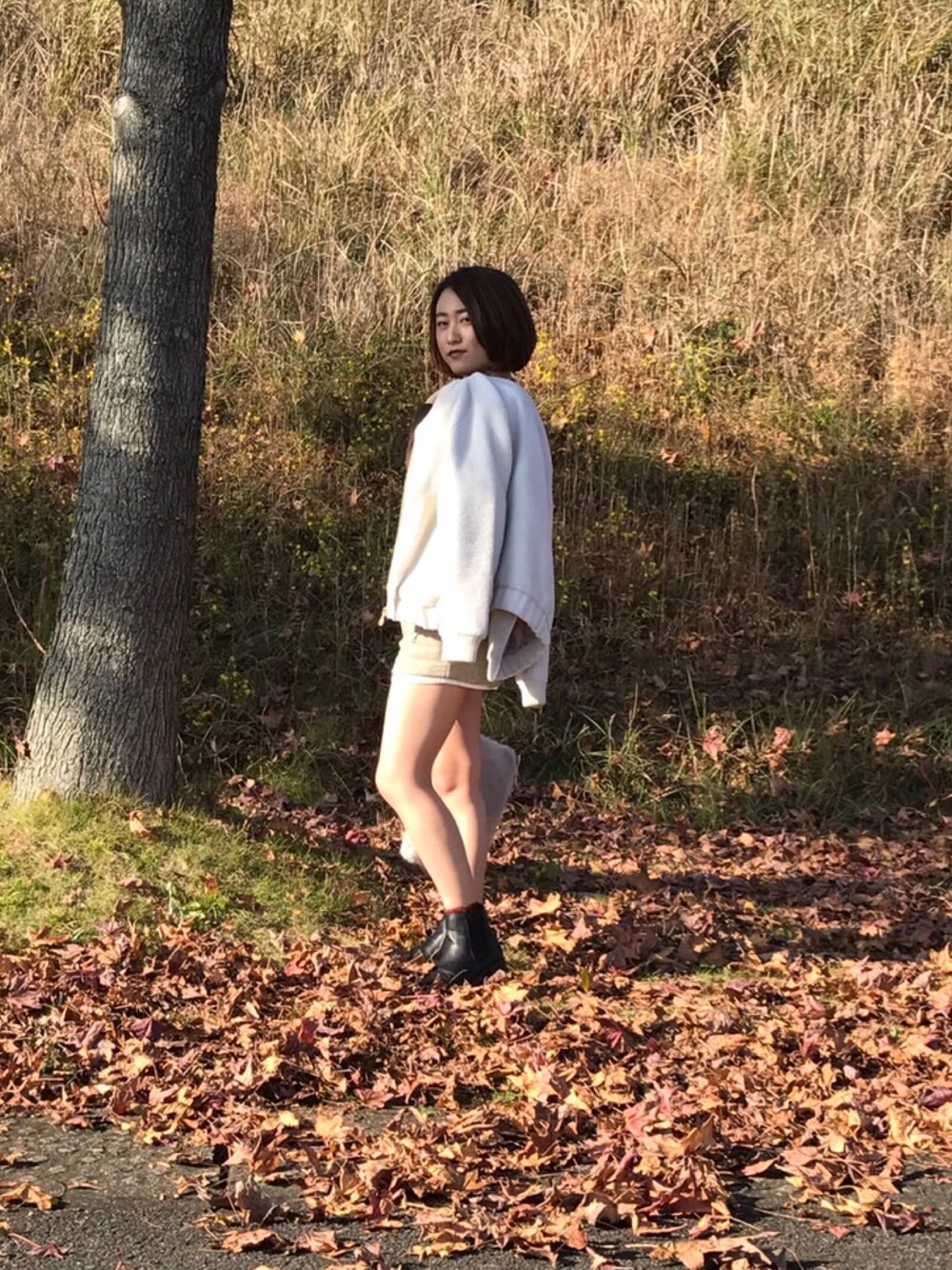 「ootd、autumn、winter、street、nature、comfortable」｜「JEANASISのサイドゴアフラットブーツ/731006（ブーツ、ブラック系）」を使った、Hazukiさん（レディース・158cm）の秋コーディネートの1枚目の写真
