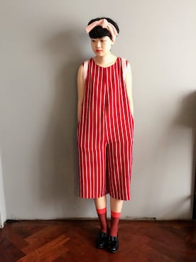 「アイテム（チュニック、レッド系）」を使った、Fatface Wuさん（レディース・160cm）の冬コーディネート