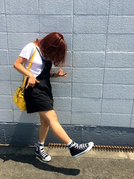 「stradivarius（ストラディバリウス）のアイテム（オールインワン・サロペット）」を使った、DAISYさん（レディース・158cm）の夏コーディネート